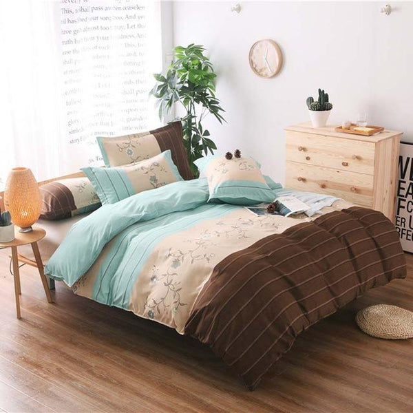 Stripe Flowers Bedding Set