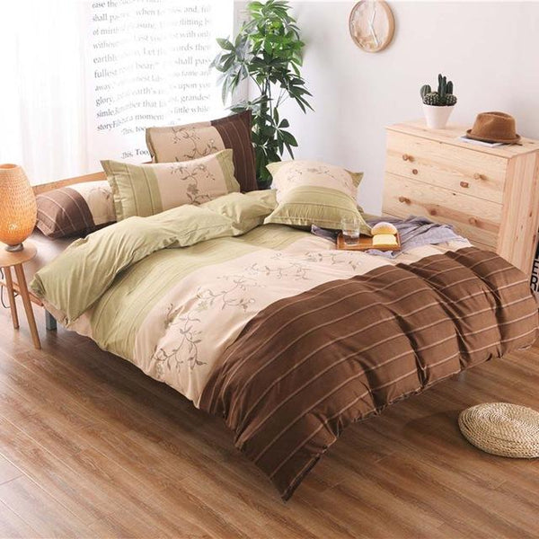 Stripe Flowers Bedding Set